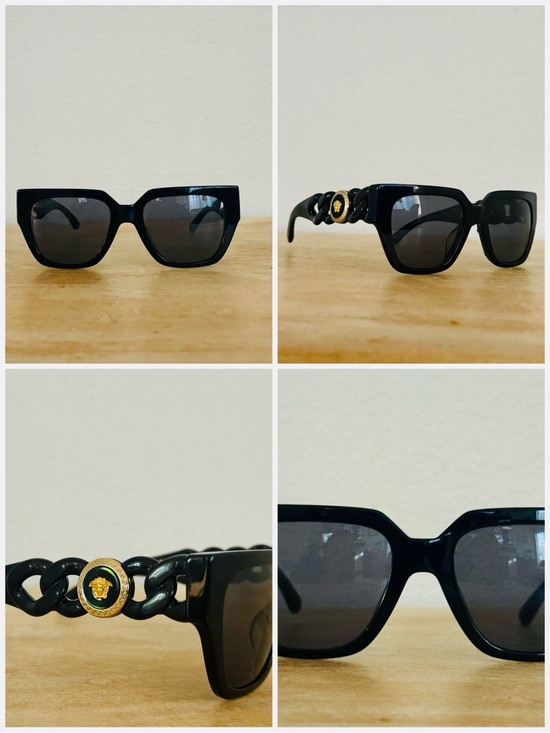 NWT Versace Black Square Frame Medusa Medallion Sunglasses New in Box  Authentic